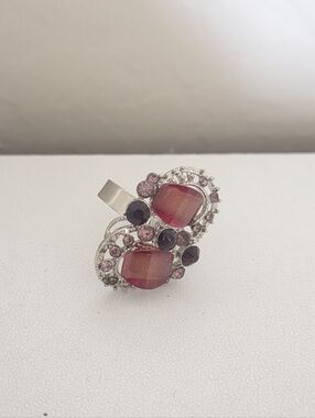 Pink Crystal Cluster Fashion Ring - Women Jewelry
